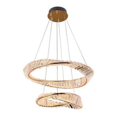 Imagem de Pendente Led Malibu 120W 3000K 7200Lm Dourado Com Cristal Eletrorastro