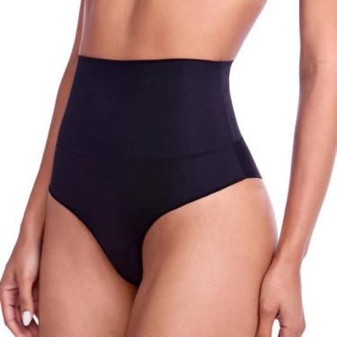 Imagem de Calcinha Modeladora Fio Dental Disfarça Barriga Plie 50315, GG, Preto