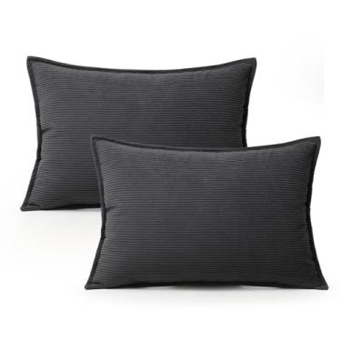 Imagem de Ailuteie Conjunto de 2 capas de almofada de veludo cotelê 50 x 30 cm – Capas decorativas Boho para sofá, cama – Capas de almofada retangulares macias para decoração de sala de estar (sem enchimento)