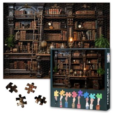 Imagem de Jigsaw Puzzle 1000 Pieces Grand Library Interior with Endless Bookshelves Cozy Reading Nook Ambiance Premium Paper Puzzle for Book Lovers Relaxing Brain Teaser Challenge 27.5 x 19.7 Inches