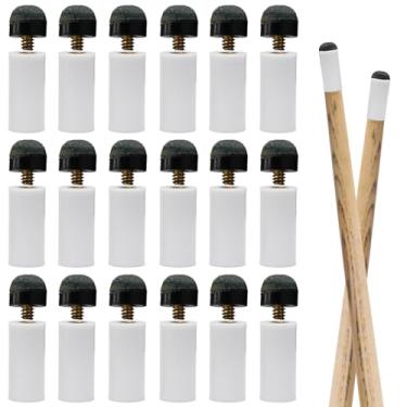 Imagem de Zorfeter Kit de substituição de 20 conjuntos de pontas de tacos de bilhar, ponteiras brancas para taco de sinuca, pontas de taco de sinuca rosqueadas, pontas de taco de sinuca de 12 mm para jogadores
