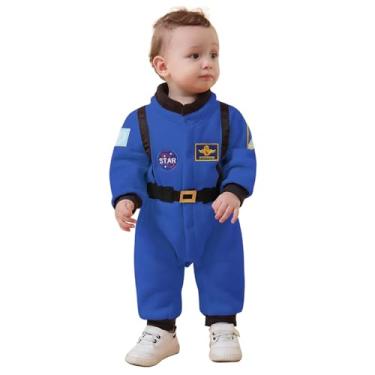 Imagem de OLLULL Baby Astronaut Costumes, Unisex Toddler Space Suit, Halloween Dress Up Romper Pilot Costume(Blue,3-6 Months)