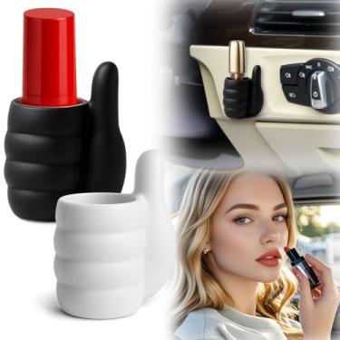 Imagem de Vodolo Suporte de protetor labial para carro que não derrete, 2 peças de suporte de silicone para chapstick, acessórios estéticos divertidos de carro para interior feminino, suporte de carro para chap