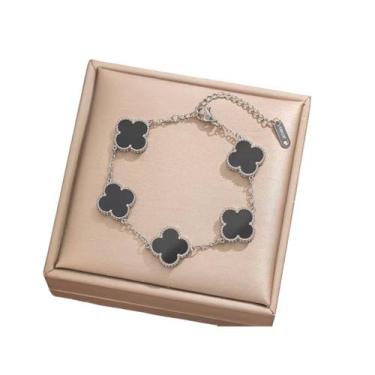 Imagem de L3002-Pulseira Feminina Aço Inoxidável Trevo Virgínia Madrepérola Anti
