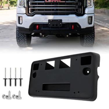 Imagem de Moldura de placa de licença frontal para GMC Sierra 2500 HD 3500 HD 2020 2021 2022 2023 suporte de placa de carro de para-choque dianteiro substituição # 84186107 Partslink # GM1068228