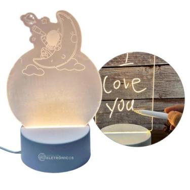 Imagem de Luminária USB 3D Tipo Lousa P/ Recados e Mensagens Com Caneta Mágica K