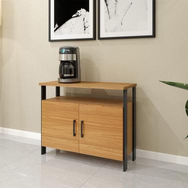 Imagem de Balcão 2 Portas F32 em MDF Estilo Industrial Freijó Preto Fosco Dalla Costa