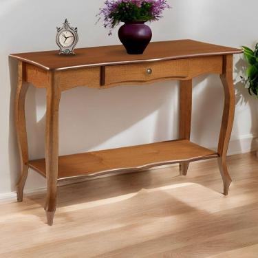 Imagem de Aparador Para Sala Com 1 Gaveta E Prateleira Pés Luiz Xv - Imbuia Glazer