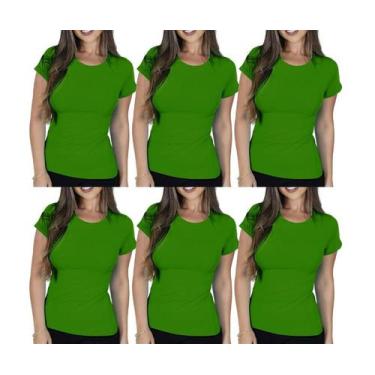 Imagem de Kit com 6 Camisas Camisetas Blusas Baby Looks T-shirts Masculina Femin