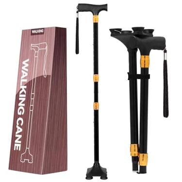Imagem de LIXIANG Bengala de caminhada para mulheres para estabilidade, equilíbrio de idosos, bengalas dobráveis dobráveis para homens, resistente, ajustável, para viagem, dobrável, elegante, decorativa