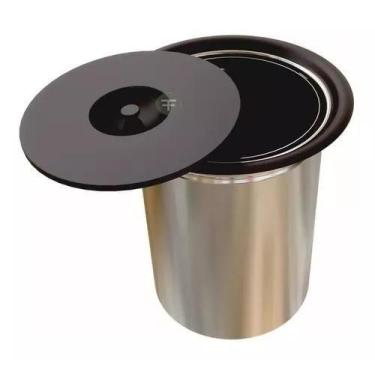 Imagem de Lixeira de embutir inox 5 litros tampa preta para pias e churrasqueira