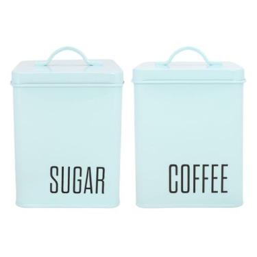 Imagem de Conjunto Jogo Potes Lata Aço Porta Mantimentos Açúcar & Café - Hauskra