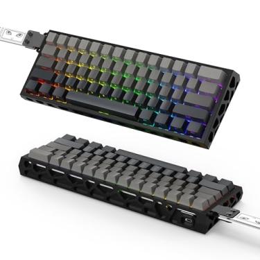 Imagem de BOYI H60Pro Interruptor magnético de disparo rápido de alumínio oco 60% teclado mecânico, efeito Hall 8K taxa de polling RGB com fio esqueleto alumínio CNC teclado para jogos (teclas de impressão