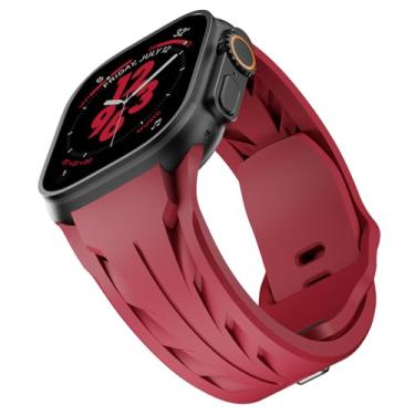Imagem de Pulseira masculina de silicone esportiva compatível com Apple Watch Ultra 3/2/1 de 49 mm, pulseira de borracha supercarro de luxo para iWatch séries 11/10 de 46 mm, 9/8/7 de 45 mm, SE2/SE 6/5/4 de 44
