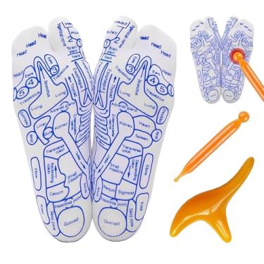 Imagem de OFHADF Meias de reflexologia, meias de reflexologia com ferramenta de massagem, conjunto de meias de reflexologia, meias de reflexologia dos pés com ferramenta de massagem de ponto de gatilho, remédio