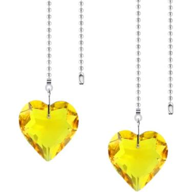 Imagem de Hyamass Pacote com 2 extensores de corrente para ventilador de teto de prisma de coração de cristal - pingentes decorativos de cristal com conectores de corrente esférica para correntes de luz de