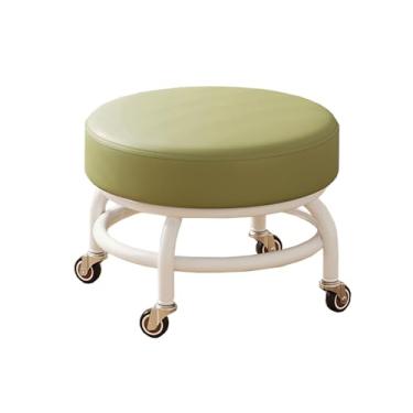 Imagem de Banqueta de rodinhas de baixa altura, banquetas de couro PU, cadeira de rodas resistente, rotação de 360° para limpeza doméstica, garagem, banco fixo, exterior, escritório, trabalho, limpeza de pisos