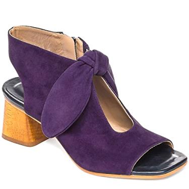 Imagem de MOOMMO Sandálias femininas de salto com laço, bico aberto, salto grosso, salto baixo, recortado, salto de 5 cm, frente única, sapatos sociais, peep toe nas costas, zíper nas costas, sandália de