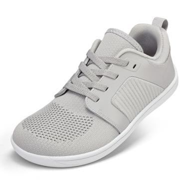 Imagem de mysoft Tênis feminino com bico largo e bico descalço – Tênis minimalista de queda zero com palmilha removível para joanetes, caminhadas e treinamento, Cinza claro, 10 Wide