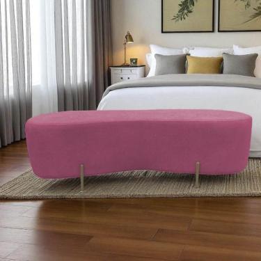 Imagem de Puff Decorativo Alana Suede Rosa - Mazzero Decor