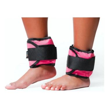 Imagem de 2X Caneleira De Peso 1Kg Rosa Par Tornozeleira Peso Academia