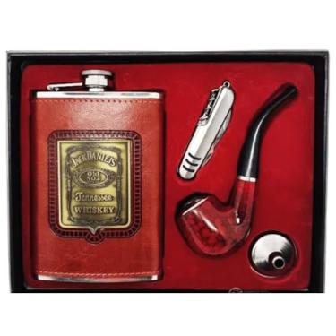 Imagem de Kit Cantil Com Cachimbo Canivete Abridor e Mini funil colecionavel Personalizado Portátil.