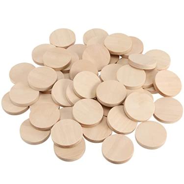 Imagem de SINJEUN 100 Pack 1.5 Inch Round Wood Coins, Wood Cutout Circles Chips, Natural Wooden Coins Unfinished Small Blank Tokens Wood Discs for Arts Supplies, Hand Crafts, DIY Projects
