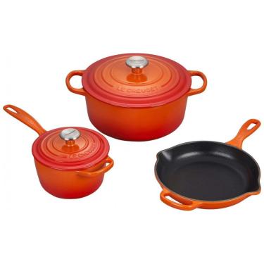Imagem de Conjunto de Panelas e Frigideiras de Ferro Fundido Esmaltado, 5 Peças, LE CREUSET MS1605 2SS, Laranja