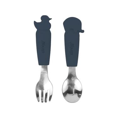 Imagem de CLINGO Kit Garfo E Colher Metal E Silicone Azul