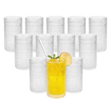 Imagem de Akutaa Conjunto de 12 copos vintage Hobnail transparentes, com grande capacidade, 473 ml, copos altos para água, coquetéis, cerveja, uísque, cozinha e bar