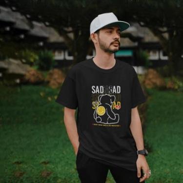 Imagem de Camiseta Masculina Manga Curta Bear Sad Estilosa Confortável em Algodão do P ao G1-Masculino