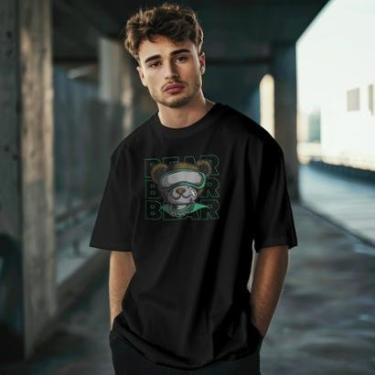 Imagem de Camiseta Masculina em Algodão Estampada Urso Smile Moderna Casual do P ao G1-Masculino