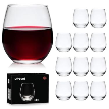 Imagem de Conjunto de taças de vinho sem haste de 355 ml, copos de vinho sem haste, copos de vinho tinto de Natal transparente, copos de vinho branco, copos de cristal elegantes copos de água para vinho, uísque