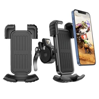 Imagem de Marspeeder 2 pacotes de suporte de telefone para bicicleta, motocicleta, [ultra metal] com trava de segurança, suporte de telefone para bicicleta com almofada macia e clipe ajustável compatível com