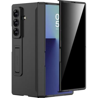 Imagem de Miimall Capa Slim Fit para Samsung Galaxy Z Fold 7 com tela de vidro de privacidade, câmera completa atualizada, suporte dobrável, proteção de dobradiça, capa protetora para celular para Galaxy Z Fold