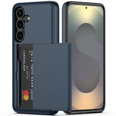 Imagem de Nvollnoe Capa para Samsung Galaxy S25 FE com suporte para cartão, camada dupla, capa protetora resistente, compartimento oculto para cartão, capa carteira fina para Samsung S25 FE de 16,7 cm (azul)