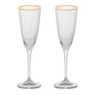 Imagem de Taça de Vidro Wolff 300 ml Borda Dourada Lines 2 Peças