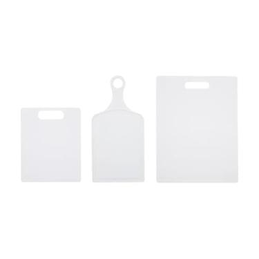 Imagem de Farberware Tábua de corte de plástico, conjunto de 3 com pá, branco