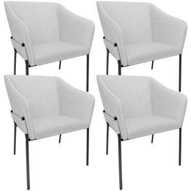 Imagem de Kit 4 Cadeiras Para Sala de Jantar Estar Living Olívia L02 Linho Cinza - Lyam Decor