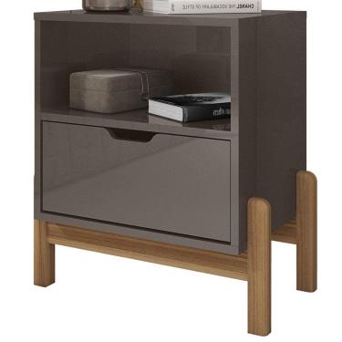Imagem de Mesa de Cabeceira 1 Gaveta 004015 Cinza Perola DCASA