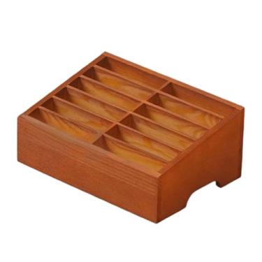 Imagem de ＫＬＫＣＭＳ Caixa de armazenamento para celular, suporte para celular, 12 compartimentos, organizador de mesa portátil multiuso para material escolar, sala de, Marrom