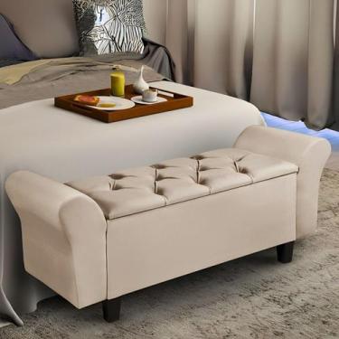 Imagem de Recamier Baú Puff Estofado Cama Solteiro 90cm Para Quarto Sala Calçade