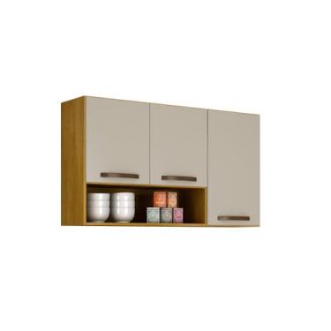 Imagem de Armário Aéreo de Cozinha 3 Portas Nicho Aberto Moderna Suspensa Compac