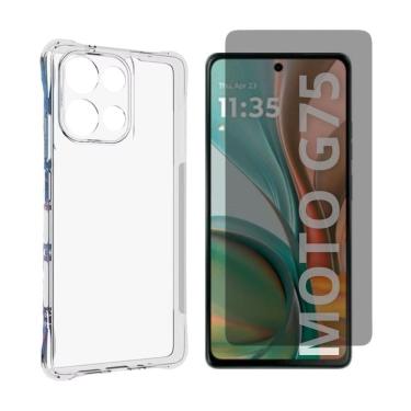 Imagem de Capa Case Transparente Para Moto G75 5G + Película Privativa