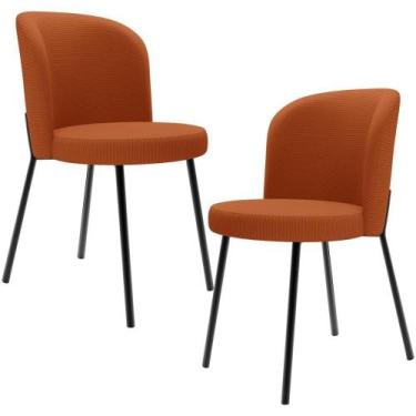 Imagem de Kit 2 Cadeiras Sala De Jantar Estofada Gavi L02 Tecido Terracota - LYA