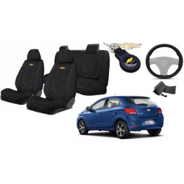 Imagem de Kit Moderno Capas Tecido para Bancos Onix 2016 a 2019 + Volante + Chav