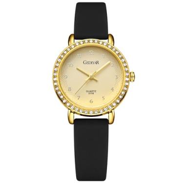 Imagem de Relógio feminino de quartzo, bisel de strass de cristal, mostrador analógico à prova d'água, várias cores, silicone, geléia, casual, relógio de pulso para enfermeiras, G708 - ouro, Casual