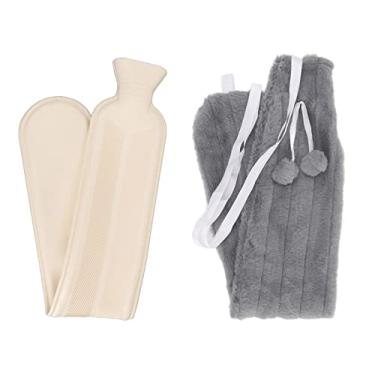 Imagem de Bolsa de água quente em formato de tira para garrafa de água quente de 2000ML para inverno, pescoço, ombro, quente com capa macia e fofa (Cinza Escuro)