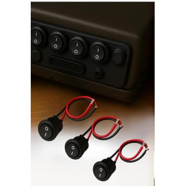 Imagem de Kit Interruptor Redondo ON OFF Balancim 20mm com Fio Preto e Vermelho 