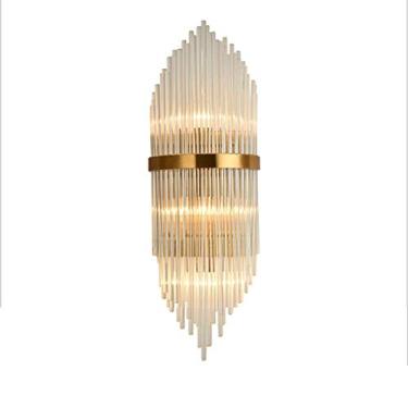 Imagem de Luminária de parede de cristal dourado de alta qualidade da moda, hotel, villa, sala de estar, quarto, estudo, corredor, ferragens, luminária de parede de ferro forjado, ouro 4